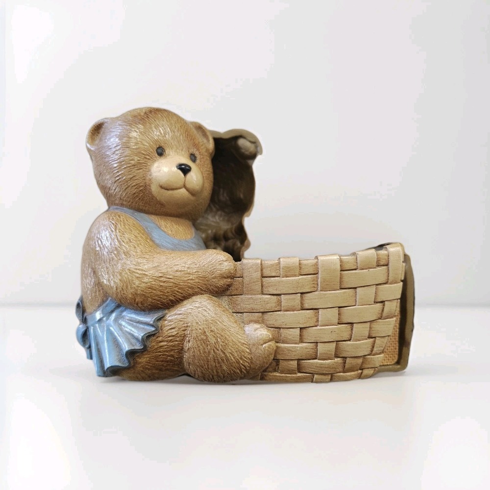 VTG 80's Burwood Industries #2947 Boy/Girl Bear Wall Pockets Decor Planter Set